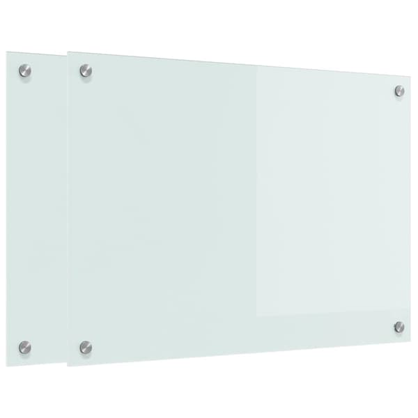 Köksskydd 2 st Vit 70 x 50 cm härdat glas