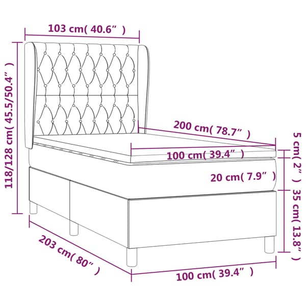 Ramsäng med madrass mörkgrå 100x200 cm tyg