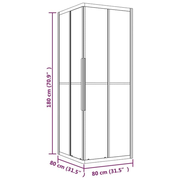 Duschvägg halvfrostad ESG 80x80x180 cm svart