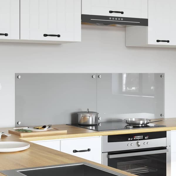 Köksskydd 2 pcs Ljusgrå 70 x 40 cm härdat glas