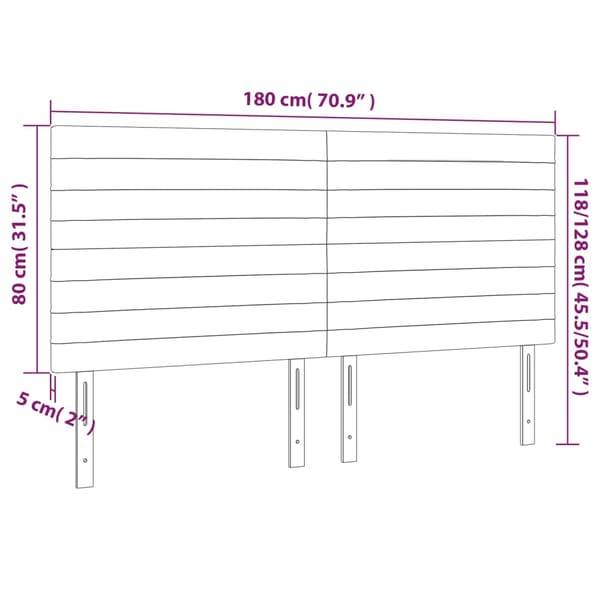 Sänggavel LED rosa 180x5x118/128 cm sammet