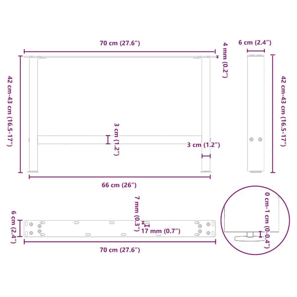 Soffbordsben antracit 2 st 70x(42-43) cm stål