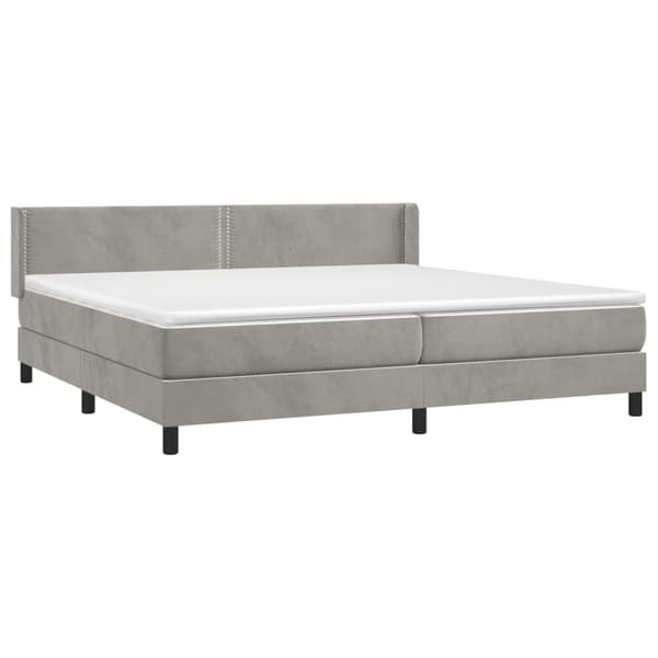 Ramsäng med madrass ljusgrå 200x200 cm sammet