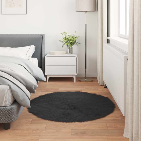 Fuskfäll matta TAFALLA Svart Ø 100 cm Polyester