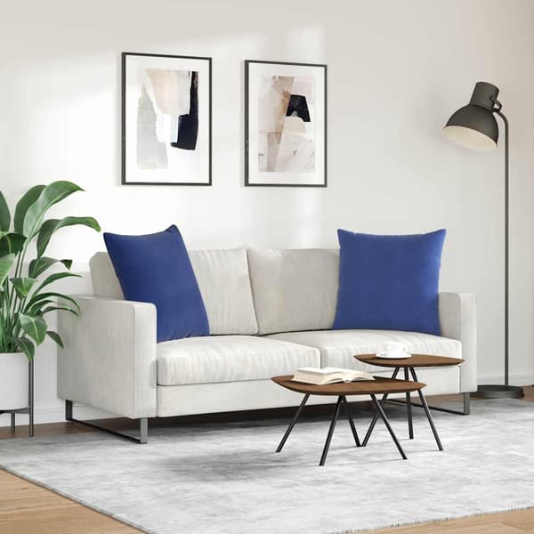 Sofakuddar 2 pcs Polisblå 60 x 60 cm Kordread tyg