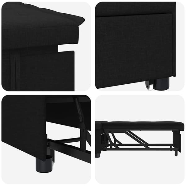 Pull Out Sofa Bed Svart 194 x 50 x 82 cm tyg