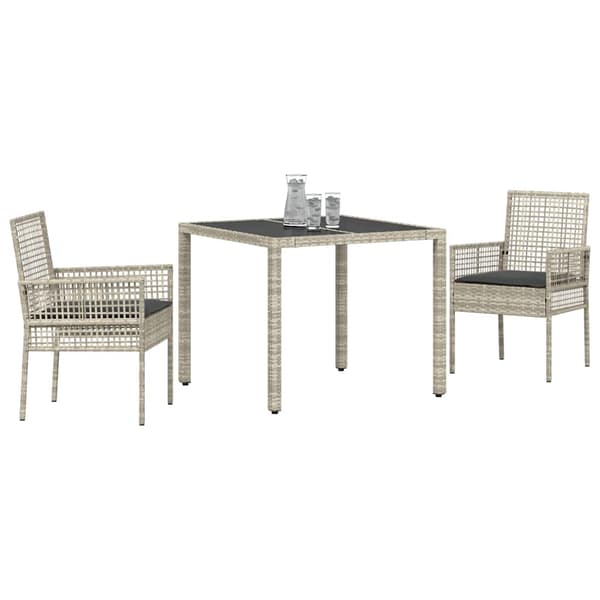 Trädgårdsmöbelset 3 pcs Ljusgrå konstrotting