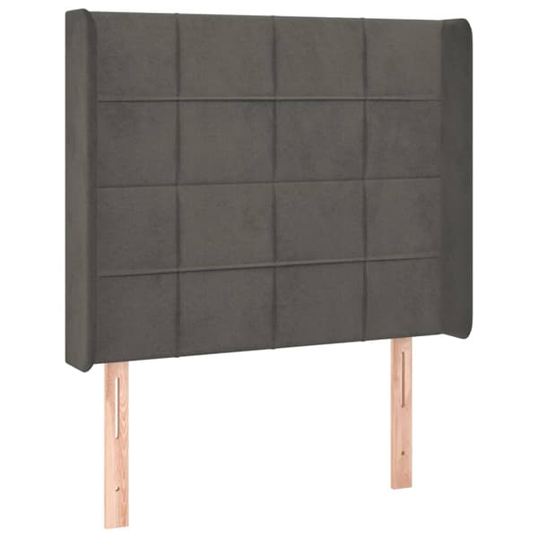 Ramsäng med madrass & LED mörkgrå 90x200 cm sammet