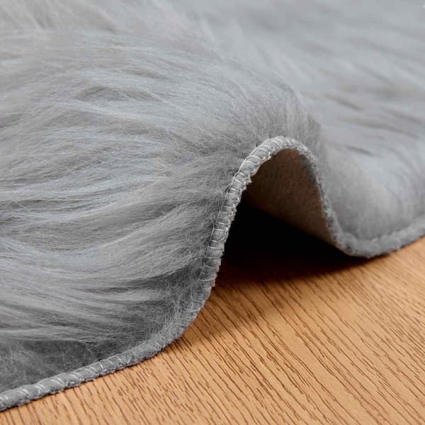 Fuskfäll matta TAFALLA Grå Ø 80 cm Polyester