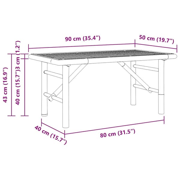 Kaffeebord Brun 90 x 50 x 43 cm Bambu