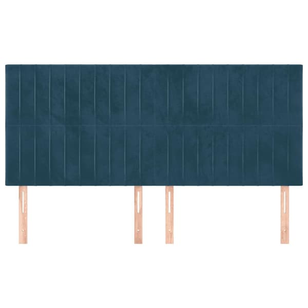Sänggavel mörkblå 200x5x118/128 cm sammet