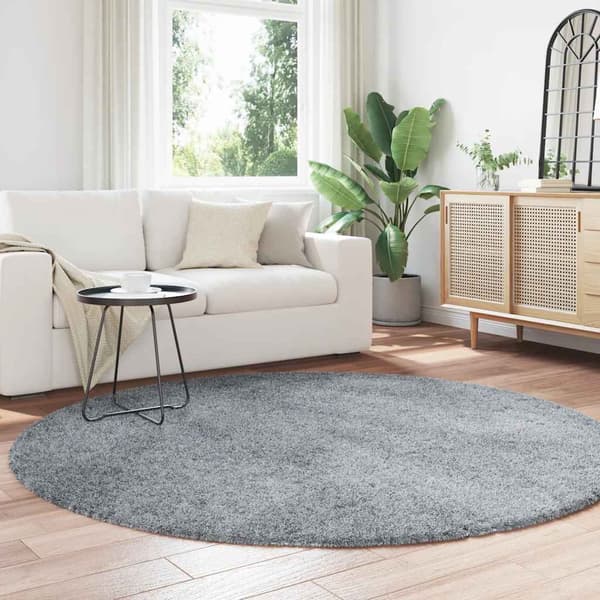 Ryamatta med lång lugg NAVARRA ljusgrå 200x200 cm polyester