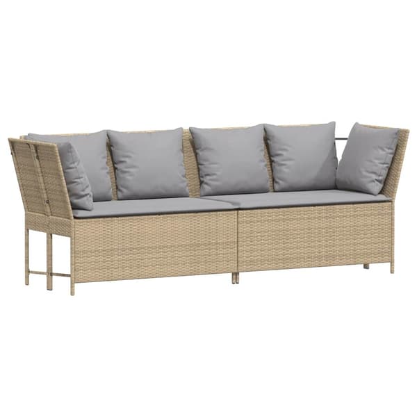 Trädgårdssoffa med dynor beige konstrotting