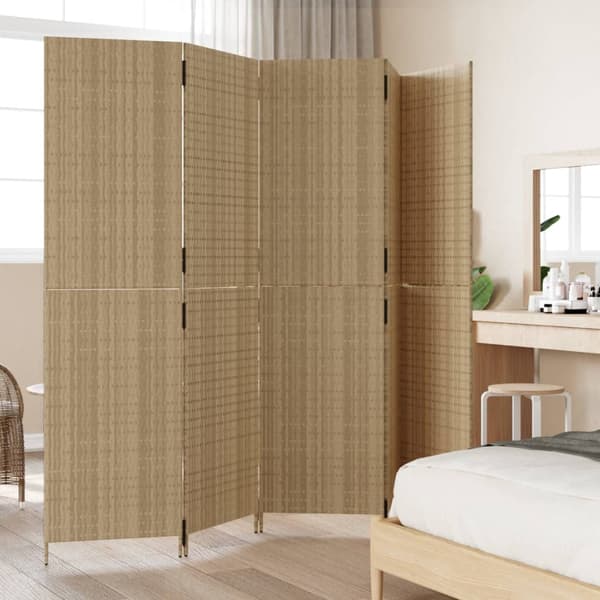 Rumsavdelare 5 paneler beige konstrottning