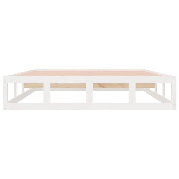 Sängram vit 200x200 cm massivt trä