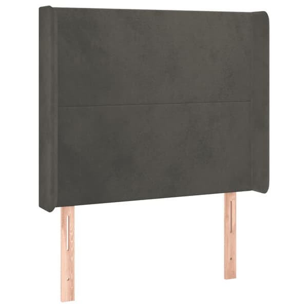 Ramsäng med madrass & LED mörkgrå 100x200 cm sammet