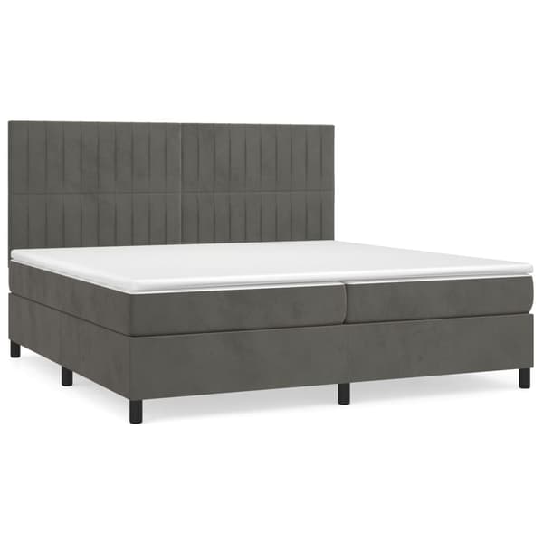 Ramsäng med madrass mörkgrå 200x200 cm sammet
