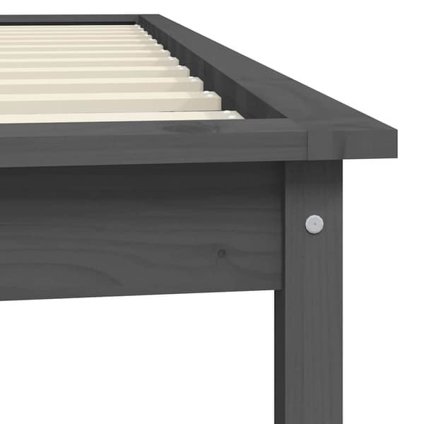 Sängram grå 90x200 cm massiv furu