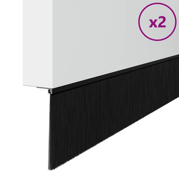 Självhäftande dörrborstlist 2 pcs Svart 100 cm