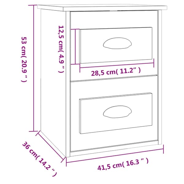 Väggmonterade sängbord vit 41,5x36x53cm