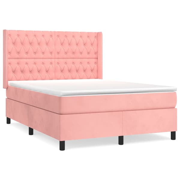 Ramsäng med madrass rosa 140x190 cm sammet