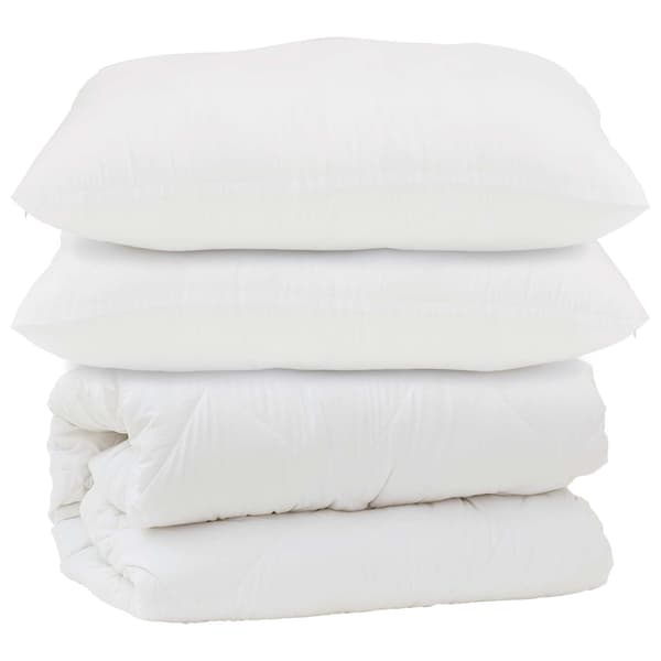 Duntäcke med kudde 3 pcs Vit Mikrofiber
