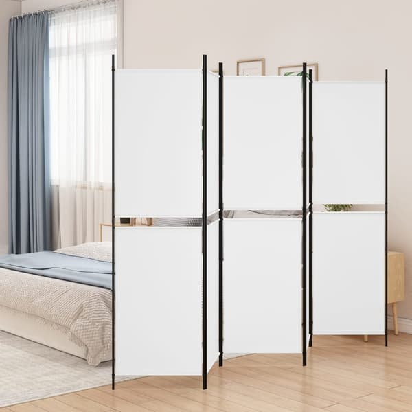Rumsavdelare 5 paneler vit 250x200 cm tyg
