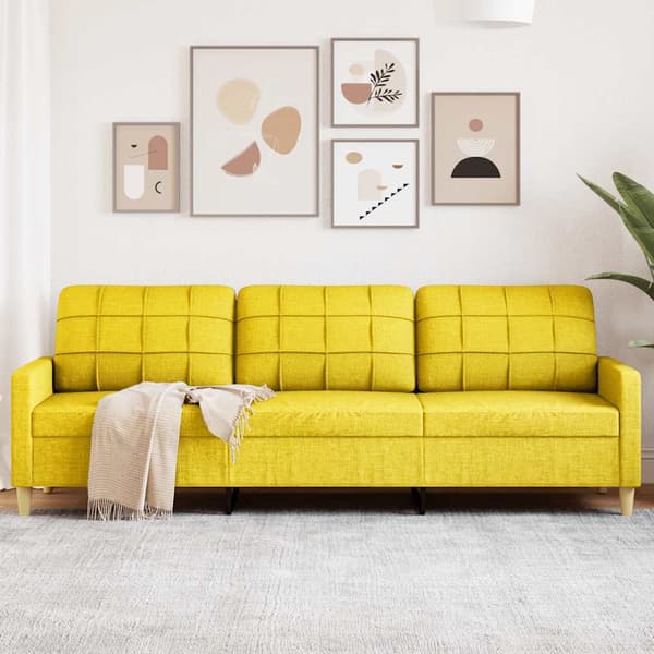 3-sitssoffa ljusgul 210 cm tyg