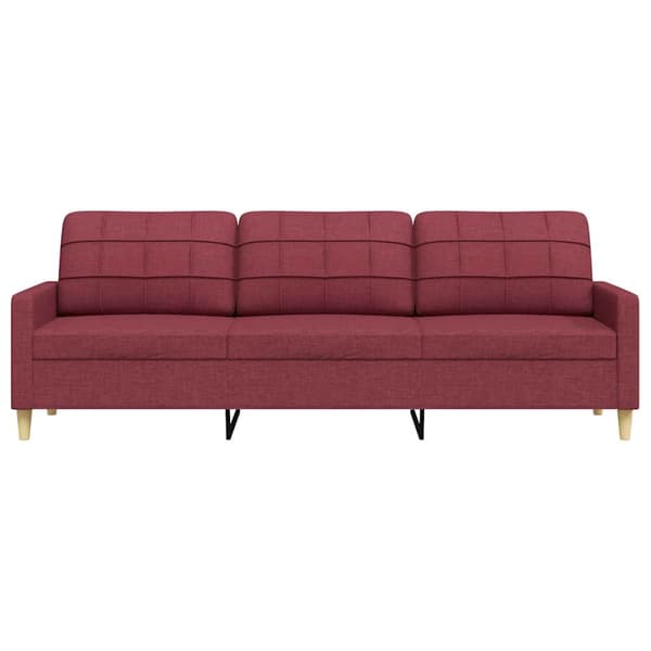 3-sitssoffa vinröd 210 cm tyg
