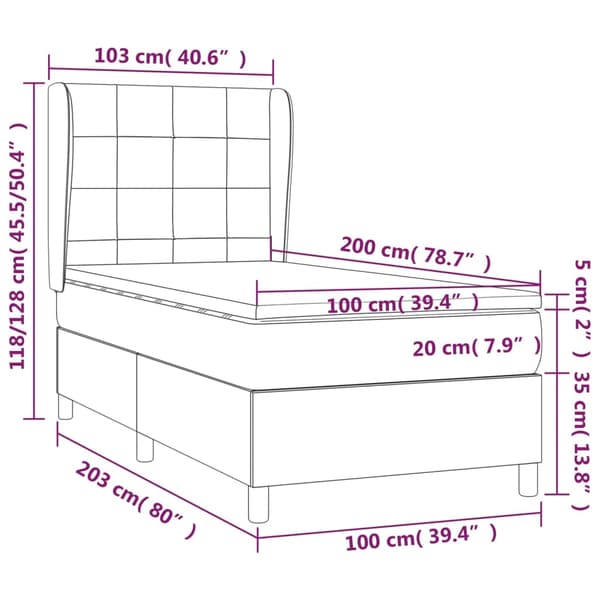 Ramsäng med madrass mörkblå 100x200 cm sammet