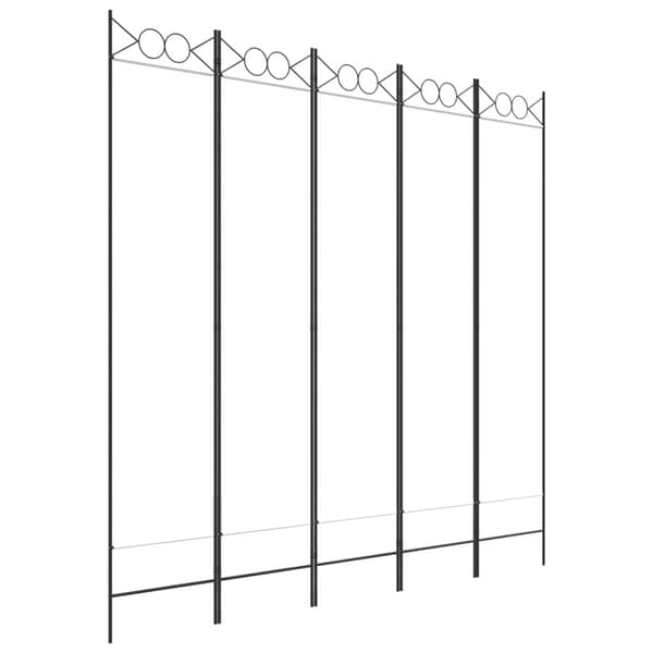 Rumsavdelare 5 paneler vit 200x200 cm tyg