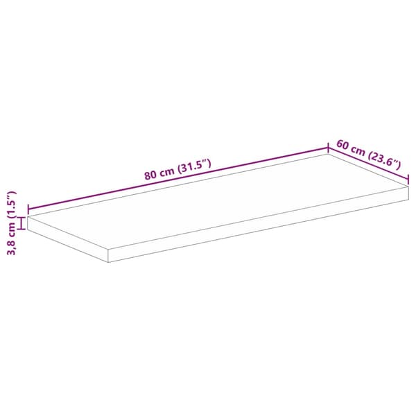 Bordsskiva 80x60x3,8 cm rektangulär massivt mango-trä