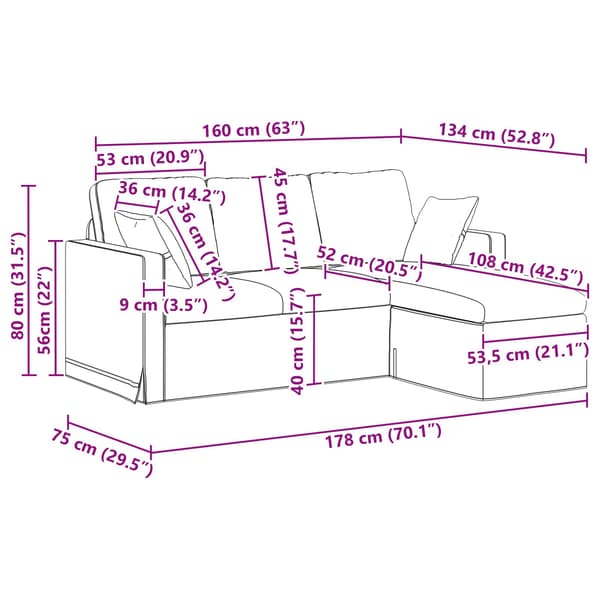 Soffa Vinröd 178 x 134 x 80 cm Sammet