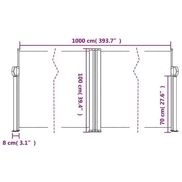 Infällbar sidomarkis röd 100x1000 cm