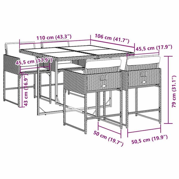 Matgrupp för trädgården med dynor 5 delar grå konstrottning