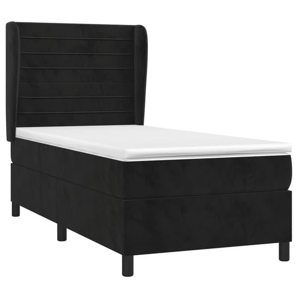Ramsäng med madrass svart 90x200 cm sammet