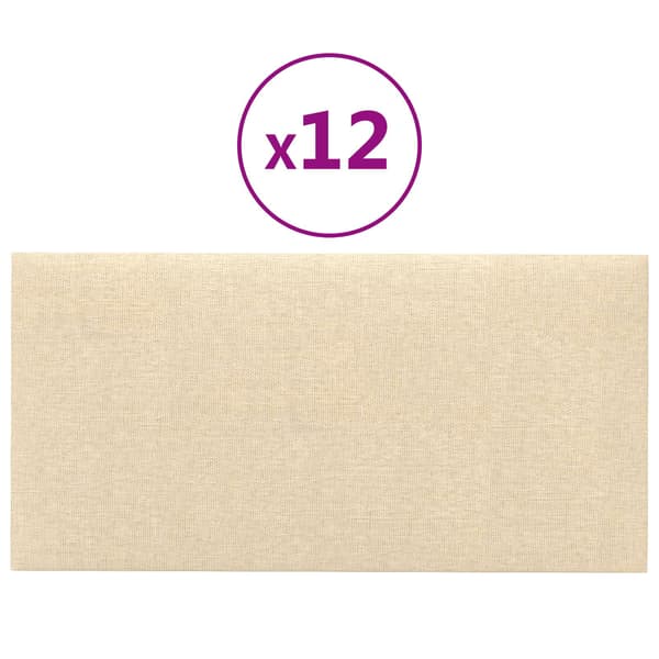 Väggsänggavel 12 pcs Kräm 60 x 30 cm tyg