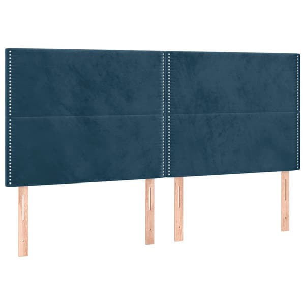 Sänggavel mörkblå 200x5x118/128 cm sammet