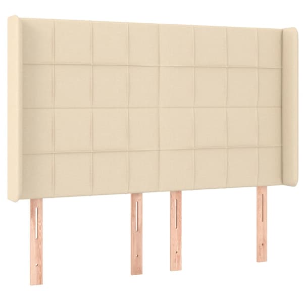 Ramsäng med madrass & LED gräddvit 140x190 cm tyg