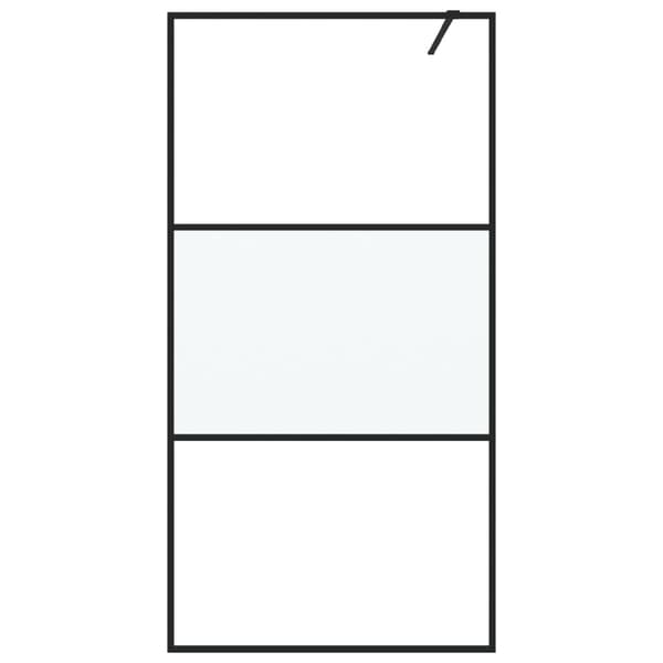 Duschvägg svart 100x195 cm halvfrostat ESG-glas