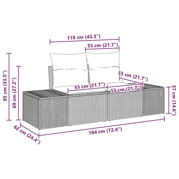 Soffset med kudde 3 pcs Beige konstrotting