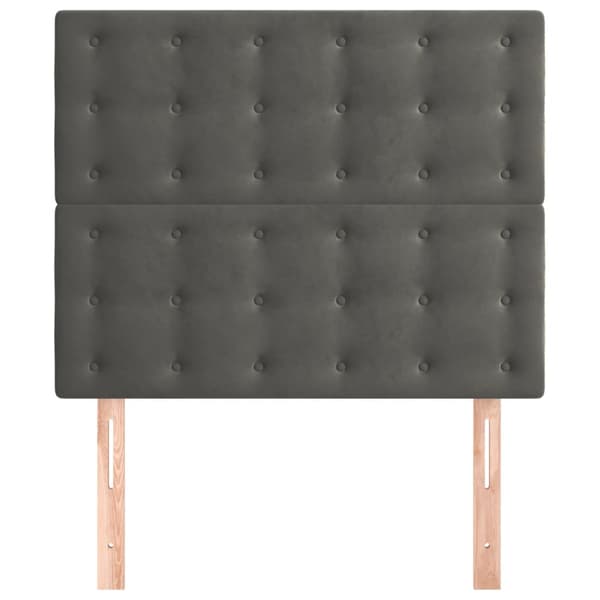 Sänggavel mörkgrå 90x5x118/128 cm sammet