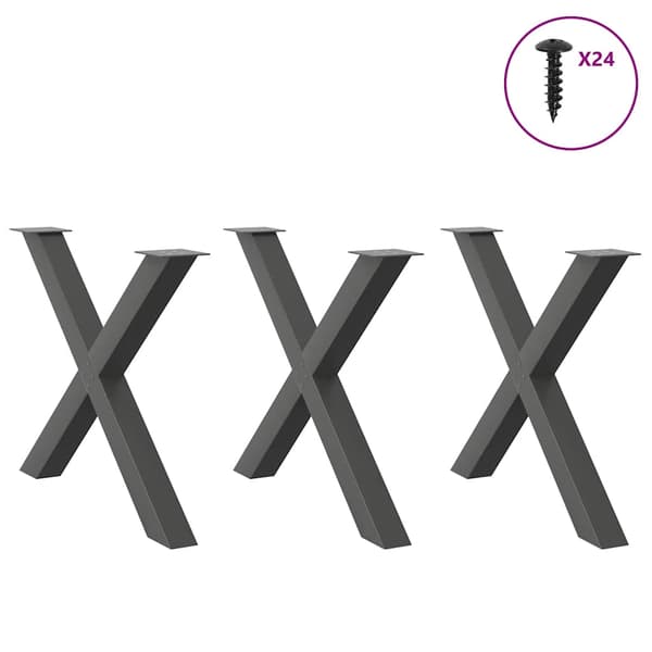 Matbordsben X-formade 3 st antracit 90x(72-73) cm stål