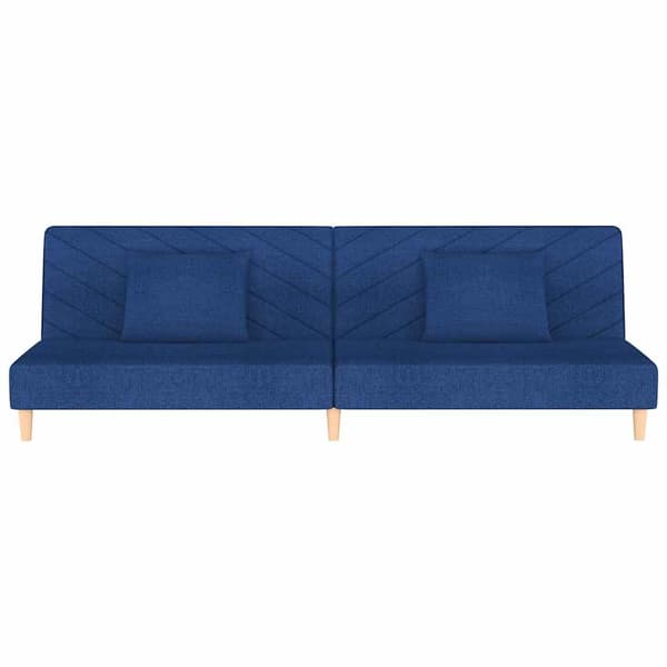 Bäddsoffa 2-sits med två kuddar blå tyg