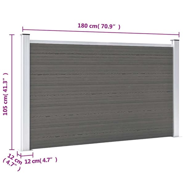 Staketpanel WPC 180x105 cm grå