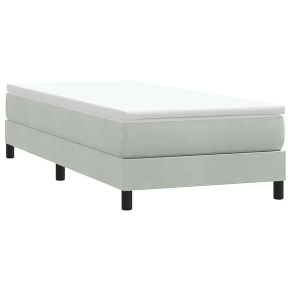 Ramsäng med madrass ljusgrå 80x210 cm sammet
