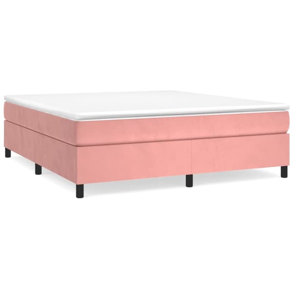 Ramsäng med madrass rosa 160x200 cm sammet