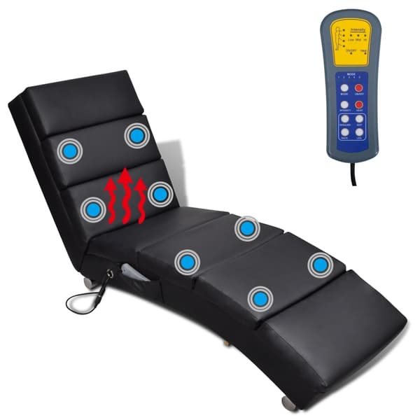 Massagefåtölj svart konstläder