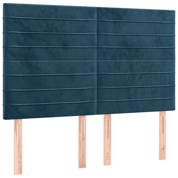 Ramsäng med madrass & LED mörkblå 140x190 cm sammet