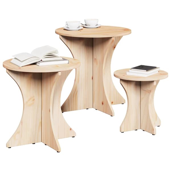 Kaffeebord 3 pcs Naturfärg